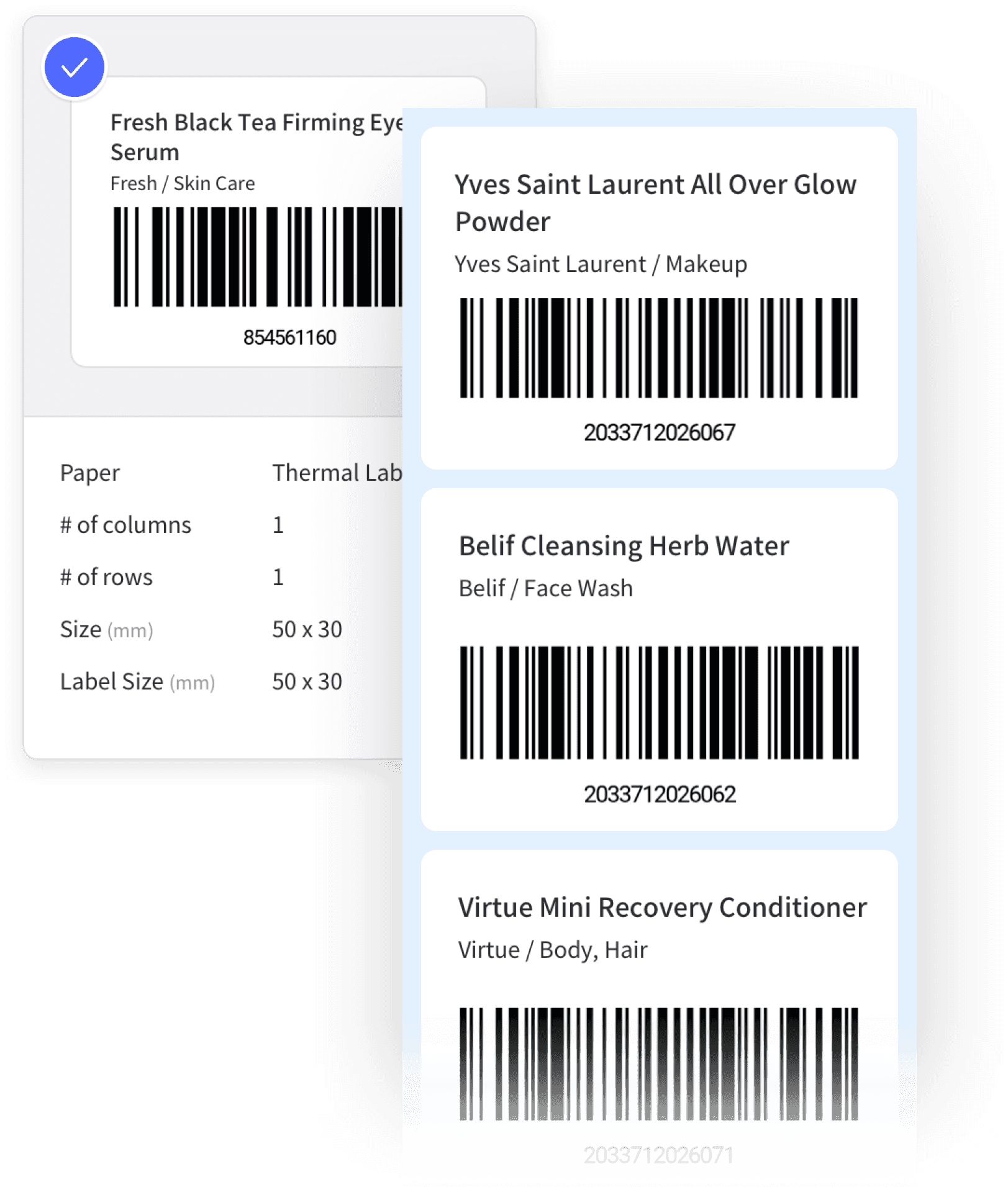 Generate customized barcodes within the app